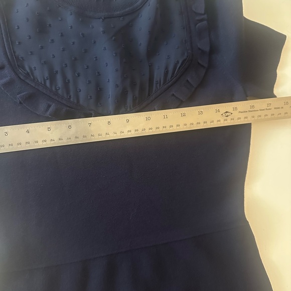 Draper James Ruffle Sheer Yoke Viscose A Line Sweater Dress Nassau Blue NWOT XS - Picture 15 of 16